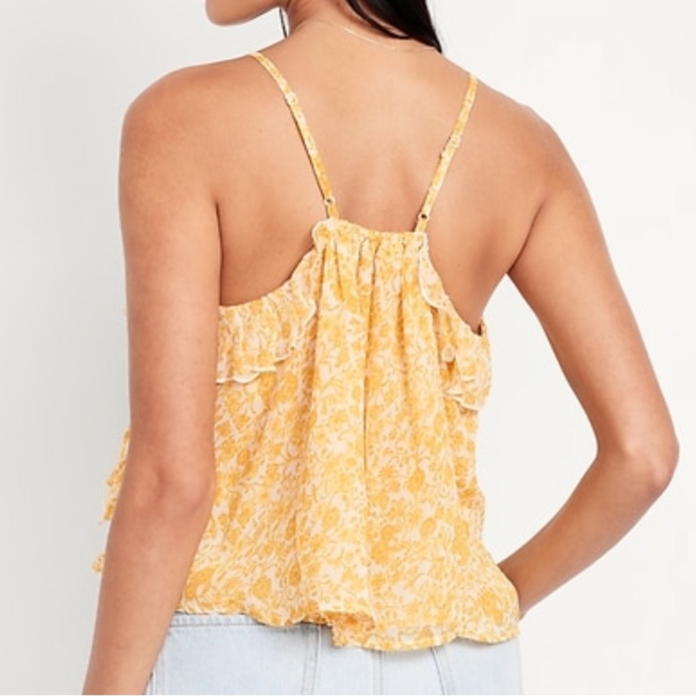 Strappy Ruffled Chiffon Top - Picture 5 of 7
